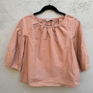 Everlane Womens Peachy Tan  Lightweight Scandi Minimalist Luxury Top Blouse